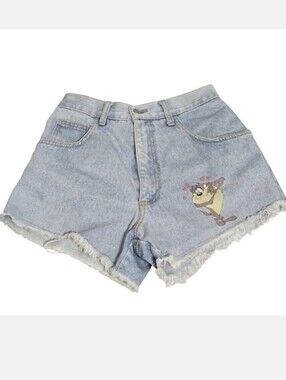 Vintage Jerry Leigh Looney Tunes Taz Jean Shorts Light Wash Size XS-S